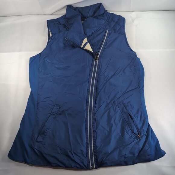 Lululemon What The Fluff Reversible Vest Blue White Puffer 12 W4A06S Down Quilt - Picture 1 of 16